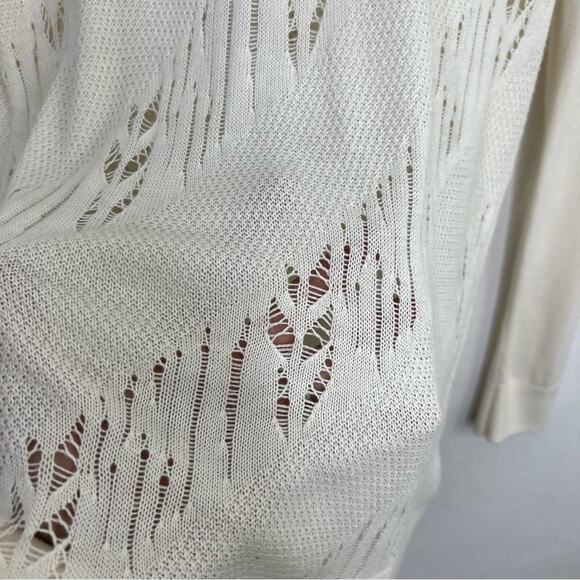 Classiques Entier White Lightweight Distressed Cashmere Blend Sweater Size Med - Picture 6 of 14